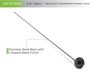 Jeep Wrangler TJ Replacement Antenna - DV8 Offroad - Black - `97-`06